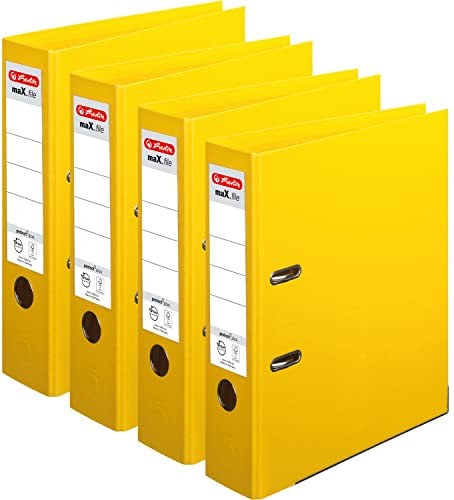 Herlitz Ordner maX.file protect+ A4, 8 cm (4er Pack | Gelb), 1083XX