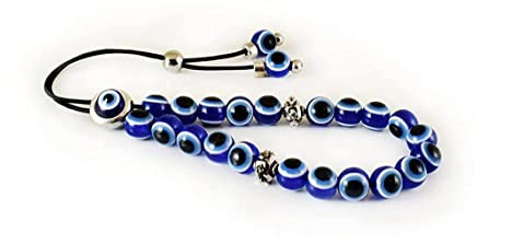 10 mm Evil Eye Komboloi, griechische Sorgenperlen, blaues Acrylaugen-Komboloi, Metallmeisterperle Jaap Mala, 10 mm, Edelstein, Edelstein