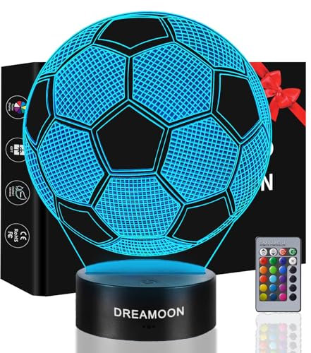 DREAMOON Football Gifts for Boys, Easter Gifts for Kids Teens Boys, Night Light with 16 Colours Change & Remote Control, 6 7 8 9 10 Year Old Boy Birthday Gifts Bedroom Accessories Decor