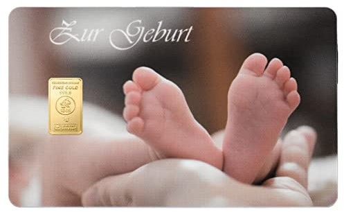 Geschenk zur Geburt - 1g Goldbarren Zur Geburt in goldener Geschenkverpackung + Grußkarte