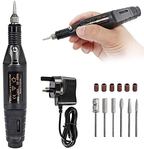 TFUFR Electric Nail Drill, Professional Nails Files for Acrylic Nail Gel, Portable Adjustable Speed Electric Manicure Pedicure Kit Nail Drill Polishing Shape Machine for Women Girls, Black
