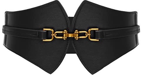 GRACE KARIN Damen Breiter Schnürgürtel Elastische Gebundenes Kostüm Korsett Hüftgurt Retro Wickelgürte für Frauen XL Schwarz