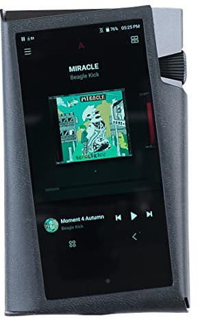 MITER CASE for Astell&Kern SR35, Hand Crafted Italy PU artificial Leather Cover for AK-SR35 (Black)