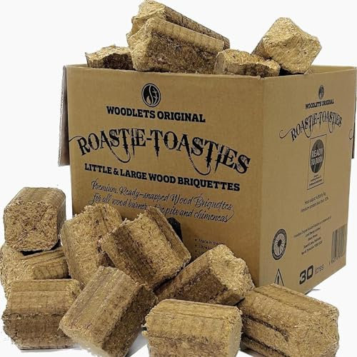 30L Box Roastie-Toasties Premium Wood Briquettes Heat Logs - 100% Sustainable - Fuel Wood Burners Multi-Fuel Stoves Stoves BBQ Barbecue Open Fires Chimeneas Firepits