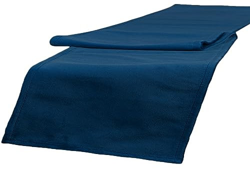 beties Samt&Sonders Tischläufer ca. 40x140 cm dekorativer Jeansnaht, aus deutschem Unternehmen in hochwertiger Qualität, Farbe: Admiral-blau
