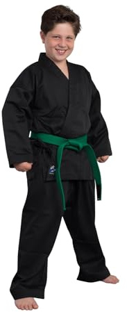 TEKKA BUDO Karateanzug Basix weiß oder schwarz 7.5 oz - Karate Gi Set Größe 80 bis 200 cm - Jacke, Hose, Gürtel - Einsteiger Anzug