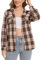 Irevial Damen Kariertes Hemd mit Knopfleiste V-Ausschnitt Langarm Oktoberfest Bluse Karo Tunika Baumwolle Tops Casual Oberteile Pink L