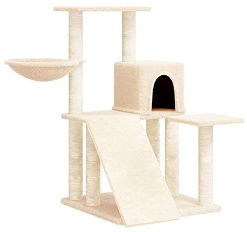 Kratzbaum Mit Sisal-Kratzsäulen 82 Cm Creme