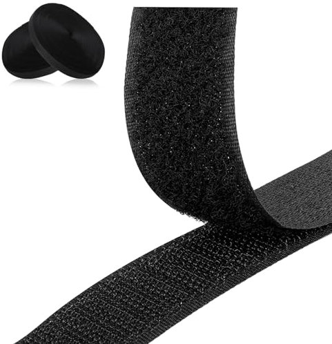 ASelected 25M Hook and Loop Tape Reusable Hook and Loop Tape Home Office and DIY Projects 25mm Wide (Black)
