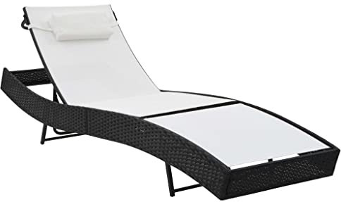 DYRJDJWIDHW liegestuhl klappbar,gartenliege klappbar,klappliege,Sonnenliege mit Auflage Poly Rattan Schwarzliegestuhl,liegestuhl klappbar,gartenliege wetterfest,