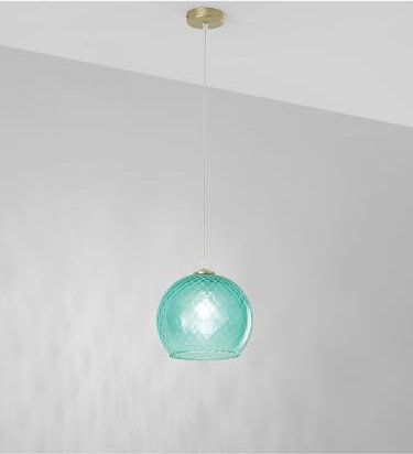 Generico Lámpara colgante con cristal de murano verde de 25 cm de diámetro con 1 luz DP295 para dormitorio, salón, comedor, dormitorio, entrada, pasillo.