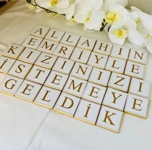 Verlobungsschokolade ohne Tablett | Traditionelle Türkische Kultur | Kiz Isteme Aufkleber| Verlobung | Allahin Emriyle Kizinizi Istemeye Geldik (Gold, Groß)
