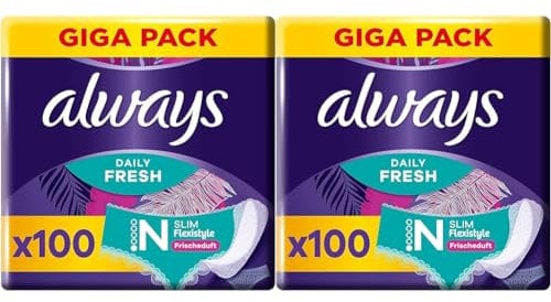 Always Dailies Slipeinlagen Damen Slim Fresh Normal (100 Binden), Giga Pack, mit frischem Duft, passend für alle Slipformen, atmungsaktiv, flexibel (Packung mit 2)