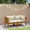 Juroupi 2-Sitzer-Gartensofa mit Creme Kissen Balkon Sofa Outdoor Sofa Lounge Sofa Balkon GartenmöBel Loungesofa Outdoor Massivholz Akazie