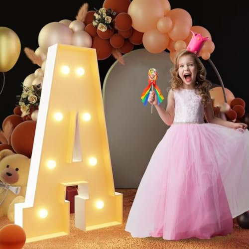 Lettre A géante lumineuse à DEL de 120 cm, panneau lumineux en mosaïque pour chapiteau, lettres LED pour Saint-Valentin, anniversaire, Noël, Nouvel An