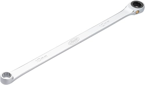 Vigor Ratschen-Ringschlüssel, extra lang, V7031-10, SW 10 mm, SW 10 | SW 10, verchromt, poliert, SW 10 mm, Länge 257 mm, 111 g, Schlanke Bauform, Schlüsselweite: 10 mm, Maße: 257 mm