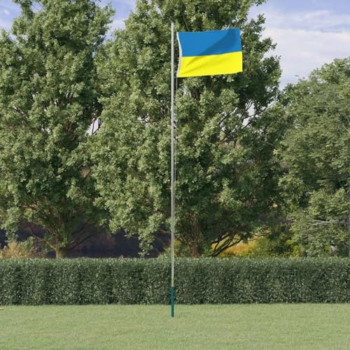 Sufrk Drapeau de l'Ukraine avec œillets en laiton 90 x 150 cm-Kit tige drapeau avec support de tige drapeau en acier inoxydable, ensemble de mât pour drapeau avec anneau rotatif pour montage mural