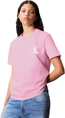 Calvin Klein T-Shirts Manches Courtes Lot de 2 Femme Logo Tee avec Col Ras-du-Cou, Rose (Fairy Tale), S