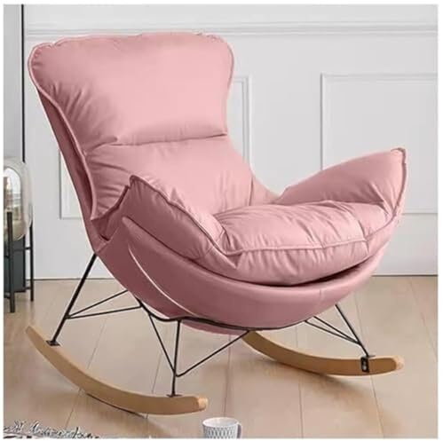Pink Tech Cloth Einzelsofa Liegestuhl Schaukelstuhl für Balkon Home Lounge Lazy Schaukelstuhl für Wohnzimmer Schlafzimmer
