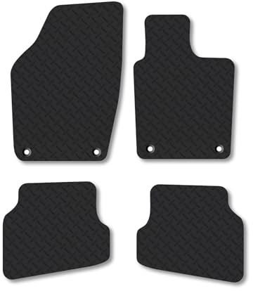 VW Polo (2009-2017) Heavy Duty Thick Rubber Car Mats Accessories Tailored Fit Front Rear Set Compatible Accessory Waterproof Durable Non-Slip 5mm Full Coverage Protection with Clips