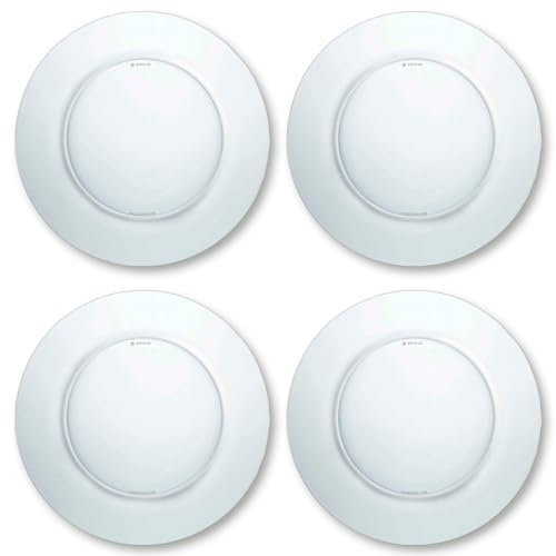 AC - Pack de 4 Platos Llanos - Modelo LYS - Ø 23 cm - Vidrio - Apto para lavavajillas y microondas - Ideal para el hogar, Cocina y hostelería
