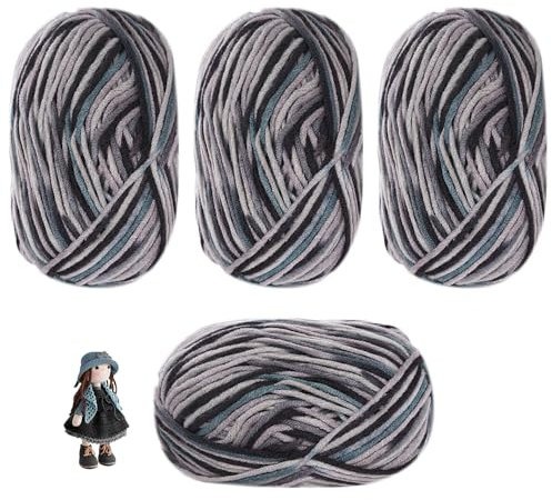 YZROHYI 4 Stück Handstrickgarn zum Häkeln,Baumwolle für Strickliesel,Baumwolle für Webrahmen,Knitting Yarn,Strickgarn für Pullover und Schal,Strickwolle zum Stricken,Dickes Häkelgarn Basteln