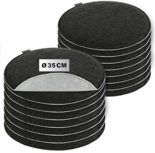 com-four® 16x Gepolstertes Sitzkissen Ø 35 cm - Stuhlkissen für Stühle und Bänke - Sitzkissen-Set aus Filz - Runde Sitzpolsterauflage für Esszimmer, Garten, Terrasse, Balkon
