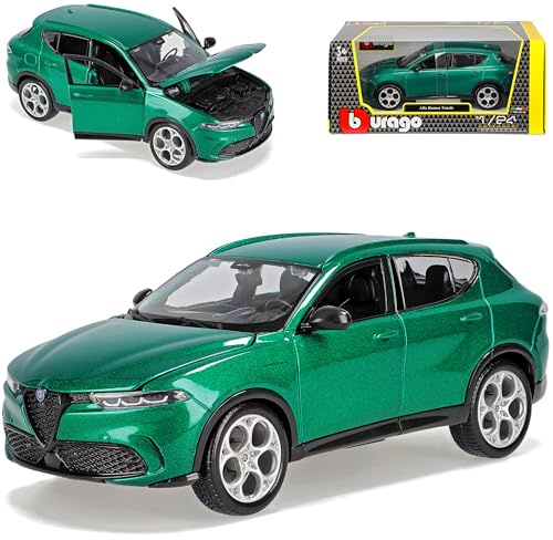 alles-meine.de GmbH Alfa Romeo Tonale Grün Metallic Ab 2022 1/24 Burago Modell Auto mit individiuellem Wunschkennzeichen