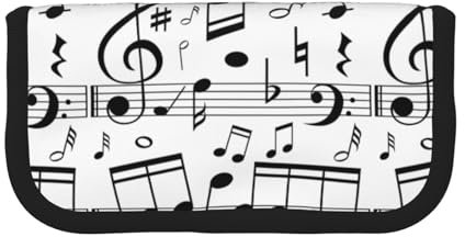 BYwenhopnbs Schwarze Musiknoten-Waage, Federmäppchen mit großer Kapazität, Stiftetasche, Organizer, Leinen-Bleistifttasche für Mädchen