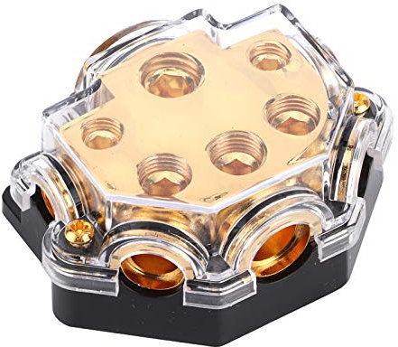 ANGGREK Power Distribution Block 5-Way Ground Cable Splitter with Zinc Alloy Construction for Car Audio Boat Vehicles