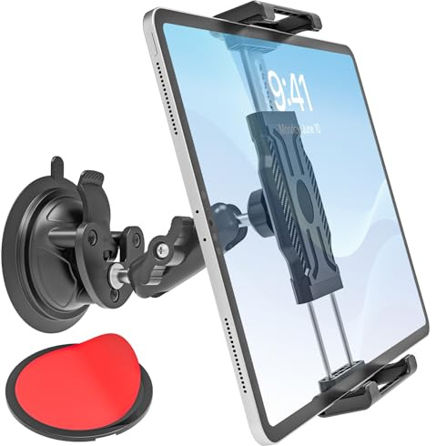 INSSKY Metal Vacuum Suction Cup Windshield Dashboard Truck Car Tablet Mount | Heavy Duty 360° Rotation Tractor Tablet Holder, Fit for iPad Pro 12.9 Air, Galaxy Tab, 6.1-15.6 Device with Thickness Case