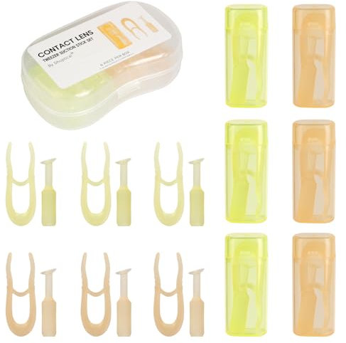 6-Pack Contact Lens Removal Tool Set, Tweezers & Suction Stick Combo for Daily Contact Lenses Colored Contacts & RGP Lenses