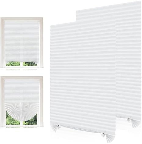 No Drill Blinds, 2PCS 90x180CM No Drill Stick on Blind Self Adhesive Temporary Blinds for Windows Stick on Easy Fit Clip on No Drilling for Bathroom Kitchen Living Room Office