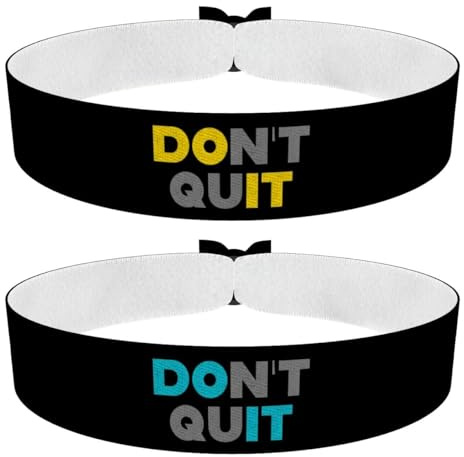 Druck-Palast Dont Quit Stoffarmband - Motivationsarmband pink und blau - Langlebiges Satinarmband - Geschenk für Sportler - Positive Affirmationen - Modisches Accessoire - Fitnessarmband