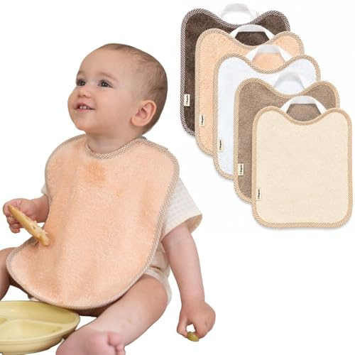 Bugalin Baberos bebe impermeables |Packs - Baberos goma elastica guarderia | 6 meses hasta 4 años| Fáciles de Poner y Quitar De Rizo y Tela Impermeable, Ideal para la Guarderia