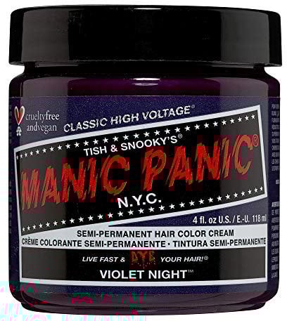 Manic Panic Violet Night Classic Creme, coloración semipermanente para el cabello morado, vegana y sin crueldad animal, 118 ml