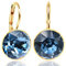 Ohrringe Gold Kristall Blau kurze Ohrhänger gold rund Denim Blue NOBEL SCHMUCK