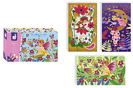 Janod - Coffret Paillettes Fées - les Ateliers du Calme - Kit Loisir Créatif Enfant - Apprentissage Motricité Fine et Créativité - dès 4 ans, J07806