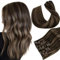 Hetto Clip in Extensions Echthaar Braun Echthaar Extensions Clip 120g 40 cm 7pcs Highlight Dunkel Braun Gerade Remy Vollkopf Natürliche Invisible Haarverlängerung #p2/8