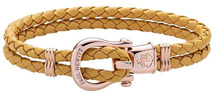 PAUL HEWITT Schäkel Armband Damen PHINITY - Leder Armband Frauen (Canary), Armband Damen mit Schäkel Verschluss aus IP-Edelstahl (Rosegold)