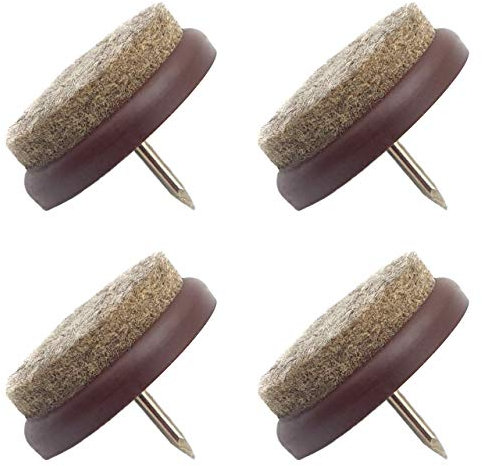 Enkotrade Möbelgleiter mit Filz 4 Stück Braun, Ø 24 mm, Filzgleiter Stuhlgleiter Filzgleiter Bodenschutz Bodenschongleiter