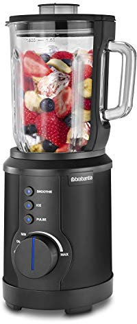 Brabantia D10-2MB Blender - 1000 Watt - Mixeur - 3 Programmes - Broyeur à glace - Pulse - Smoothie maker - Vitesse réglable - Bol blender en verre - Acier inoxydable - Noir mat