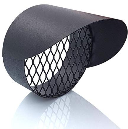 TYGERIX® Terminale Orizzontale per Scarico Fumi da 100 mm Nero | Comignolo in Acciaio Inox | Resistente al Calore | con Cappello Para Pioggia e Spirale Rompi Ghiaccio | per Stufe Caldaie Camini