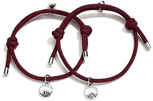 Pärchen Armband Magnetisch,Paar Magnet Armband,Couple Bracelet,Handgewebtes Paar Seil Armband,Verstellbare Paar Geschenk Schmuck Set für Frauen Männer