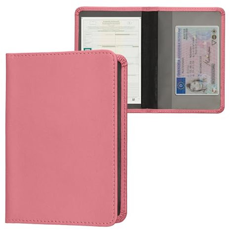 kwmobile Porte permis de conduire carte grise avec compartiments cartes passeport - Étui portefeuille de protection en simili cuir rose ancien