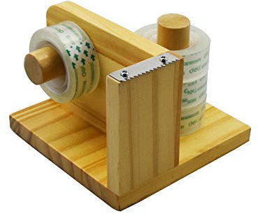 Enyuwlcm Schreibtisch-Klebebandabroller aus Holz für Büro, Multifunktions-Klebebandabroller mit Klebebandhalter, rutschfeste Matte, 1 Packung