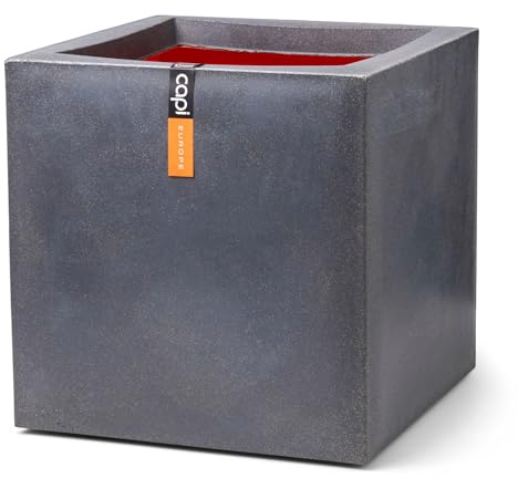 CAPI EUROPE - Planter square Smooth NL - 40x40 - Dark grey - Opening Ø32 - Pot for indoor and outdoor use - Shatterproof - 100% recyclable - KDG903