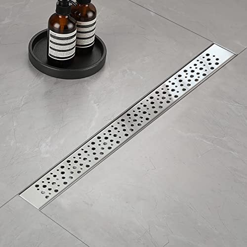 Caniveau Douche Italienne, Bulles Caniveau Douche 70 cm, Caniveau Douche en Acier Inoxydable avec Siphon et Filtre
