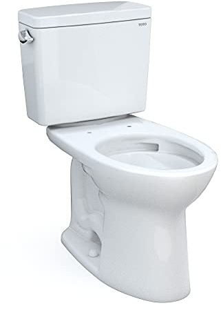 TOTO Drake Two-Piece Elongated 1.6 GPF Universal Height TORNADO FLUSH Toilet with CEFIONTECT, Cotton White - CST776CSFG#01