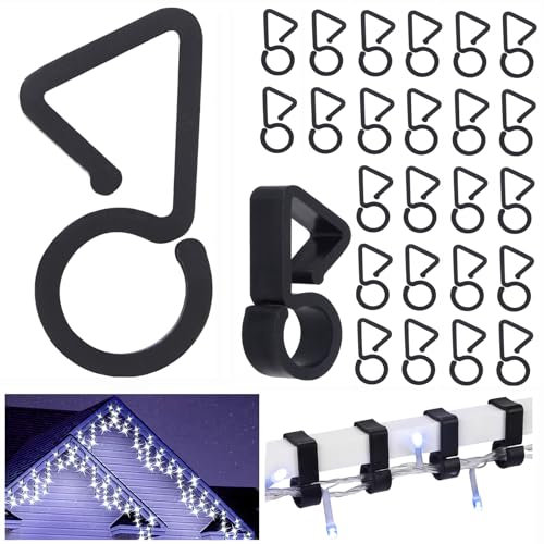 Vikdio 120 Pcs Black Gutter Hooks for Outdoor Christmas Lights, Gutter Clips for Fixing Christmas Icicle Lights on Wedding Halloween Outdoor Xmas Decoration Party Garden Tree Window